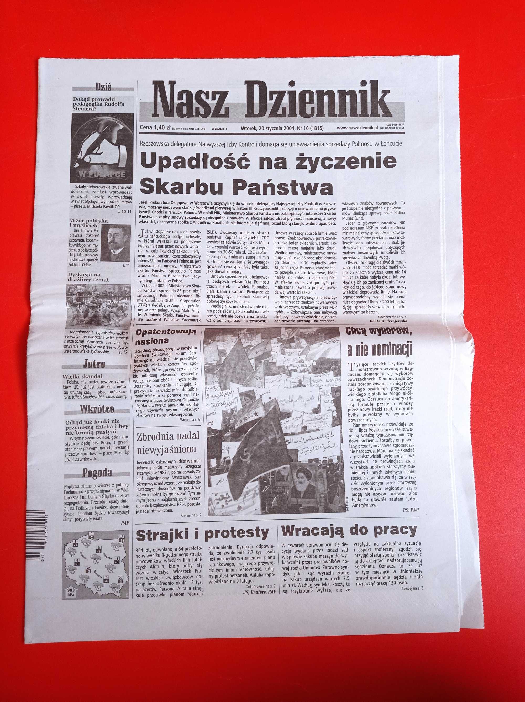 Nasz Dziennik, nr 16/2004, 20 stycznia 2004