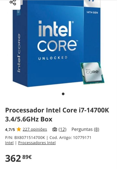 Intel CPU I7-1470k Box, Bord ASUS TUF gaming B760 Plus WiFi e Cooler