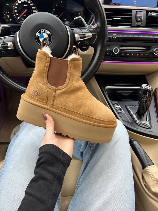 Зимові жіночі чоботи ботинки UGG Chealsea Platform Camel
