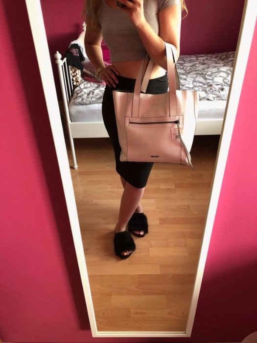 Oryginalna torebka Calvin Klein skórzana nowa biała skóra naturalna CK