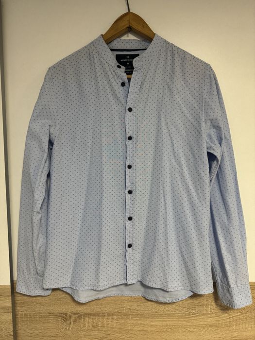 Koszula męska ze stójką błękitna