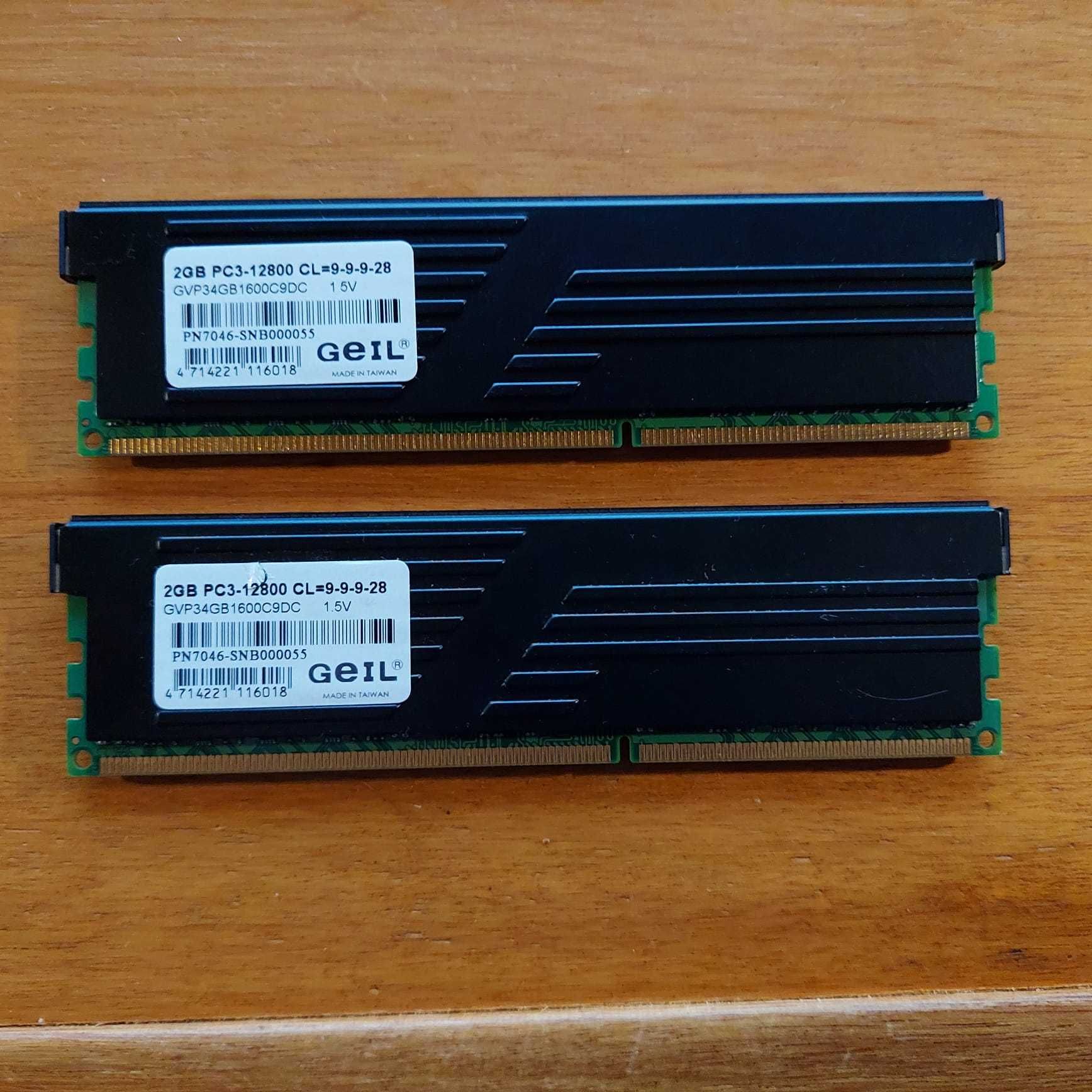 2 * 2Gb memorias DDR3 Geil Value Plus PC3 12800 CL9 (4Gb no total)