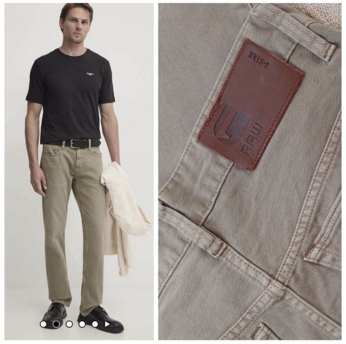 G-STAR RAW Markowe jeansy szaro-beżowe W30 L34 41cm pas 111cm długość