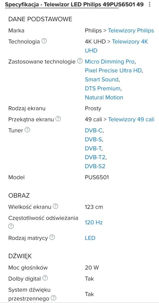 Philips 49cali 4K UHD 120Hz Android Ambilight telewizor