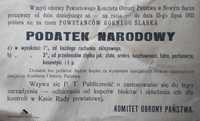 III Powstanie Śląskie Podatek Narodowy 1921 rok