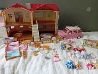 Duży zestaw sylvanian families- domek + akcesoria i figurki