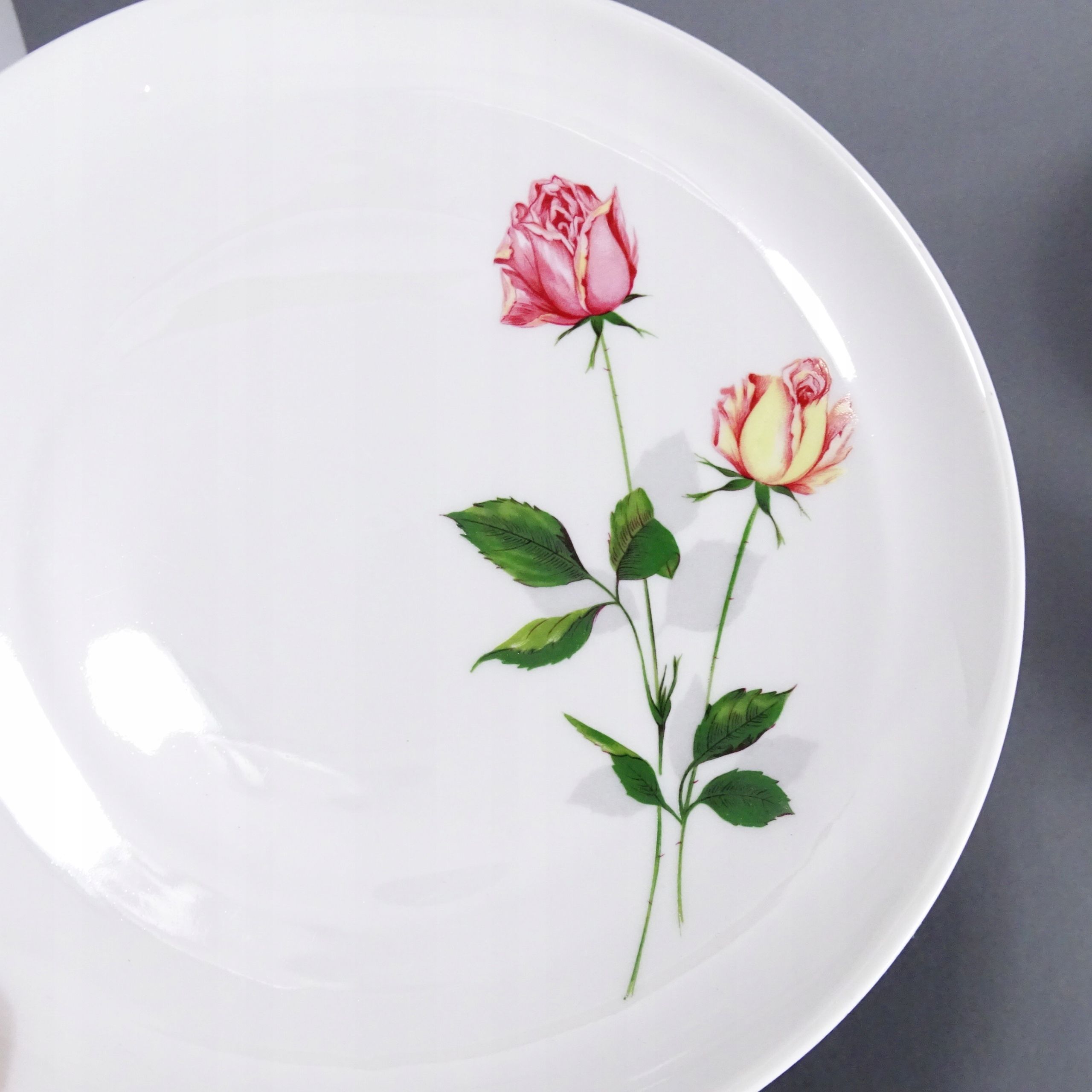 lata 70 piękna filiżanka zestaw śniadaniowy róża