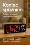 Zegar LED GH0707 – duży wyświetlacz, data, temperatura, budzik