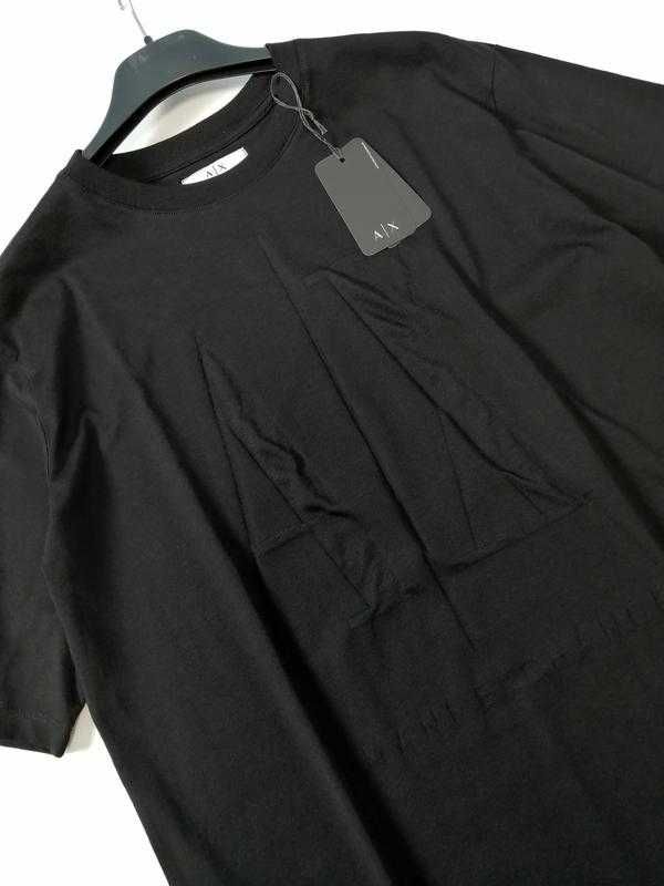 Брендовое черное свободное платье-футболка  Armani Exchange