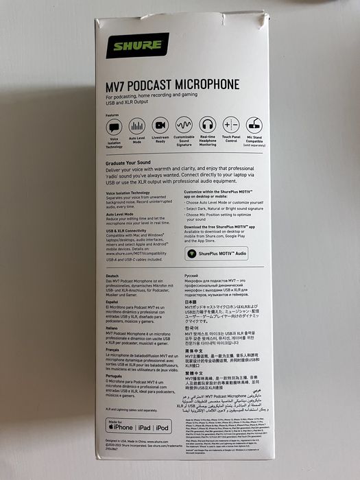 Shure MV7 - K XLR/USB-C metalowy mikrofon dynamiczny do podcastów