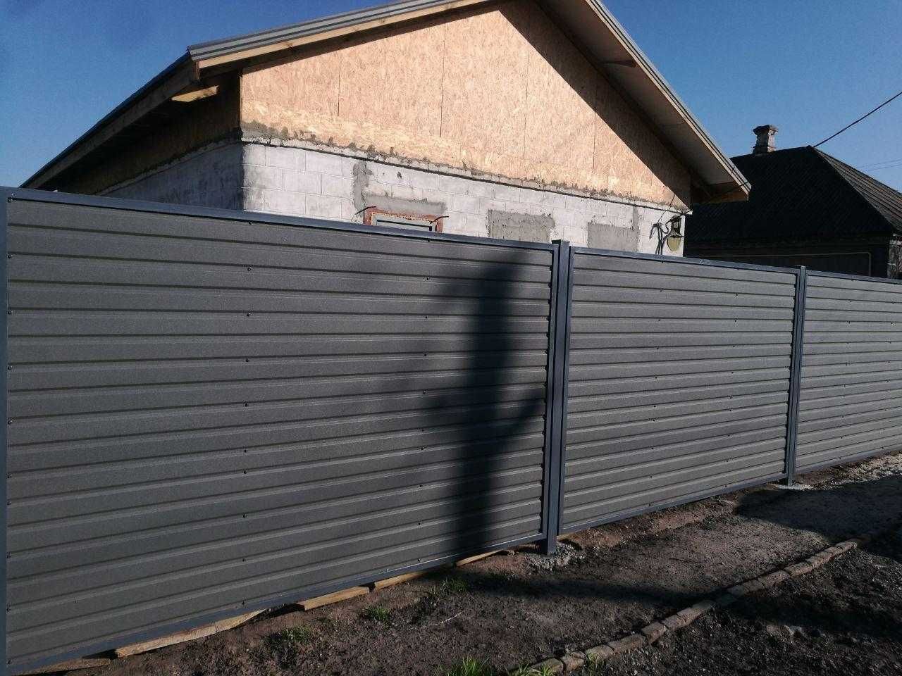 Профіль на паркан, забор, графітовий профнастил зі знижкою