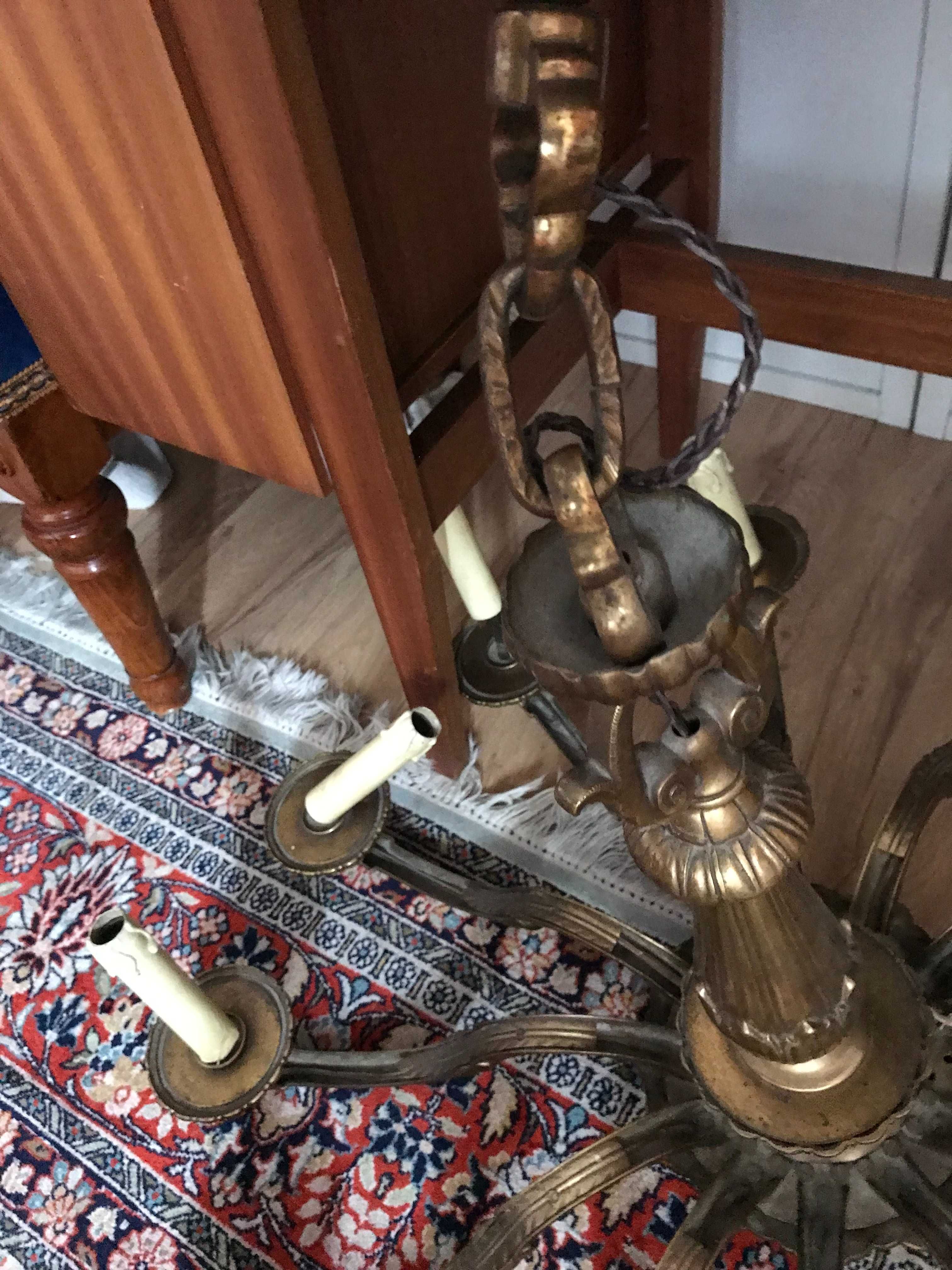 Żyrandol mosiężny, 12 ramion, Francja za bezcen
