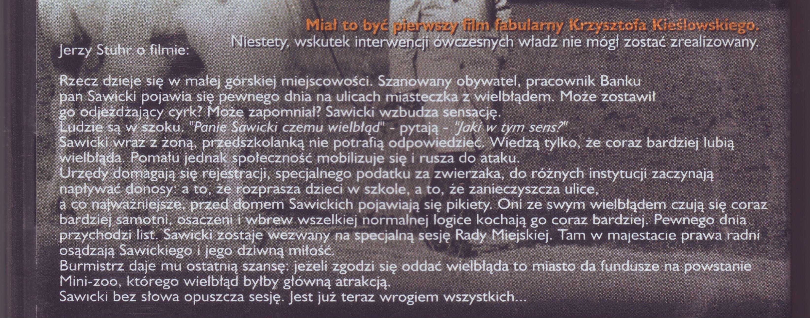 Film "Duże zwierzę" reż. K. Kieślowski, w roli głównej Jerzy Stuhr DVD