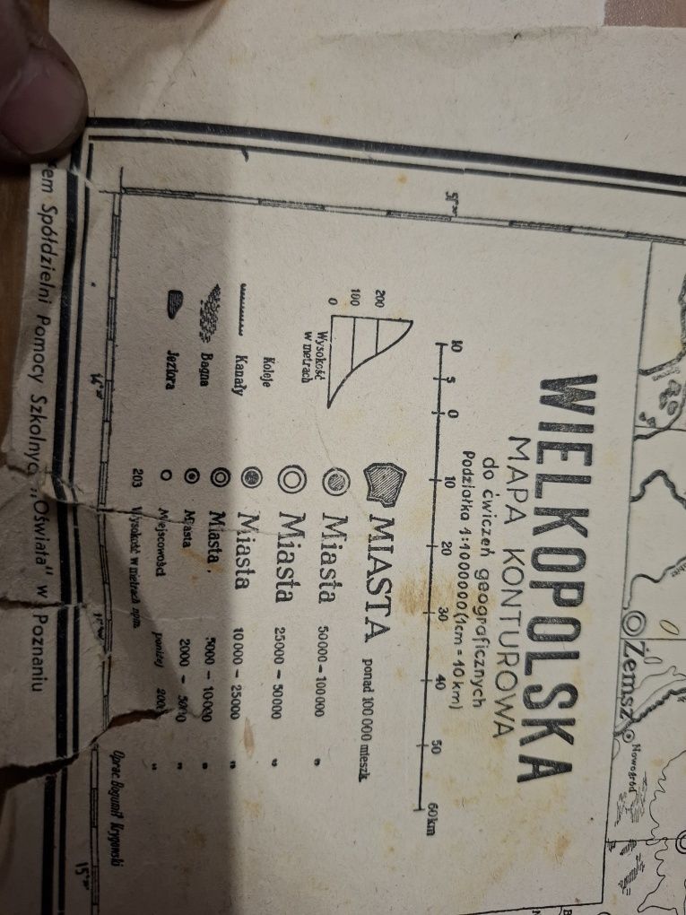 Wielkopolska mapa konturowa 1946r