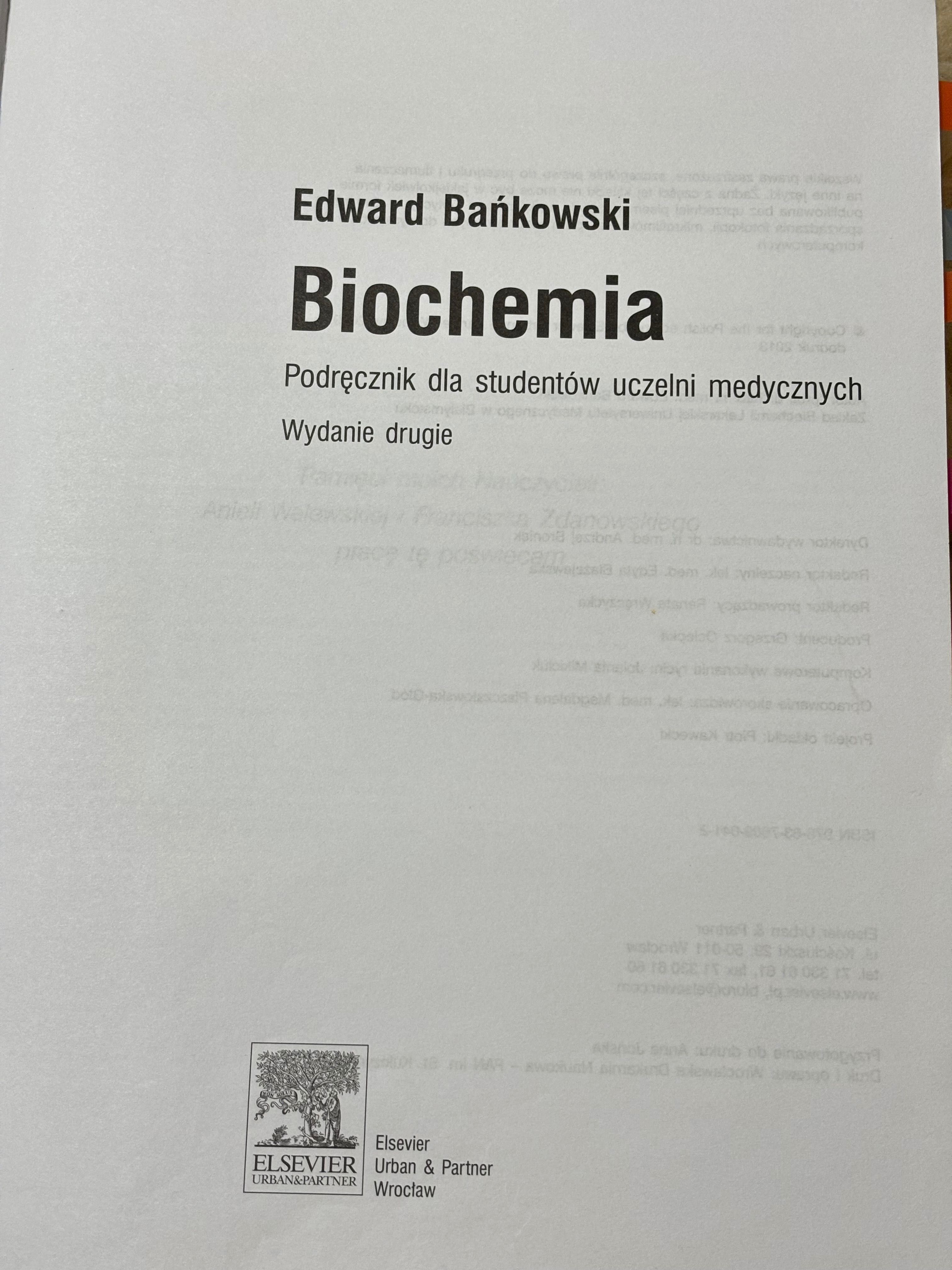 Biochemia Edward Bańkowski podręcznik dla studentów medycyny