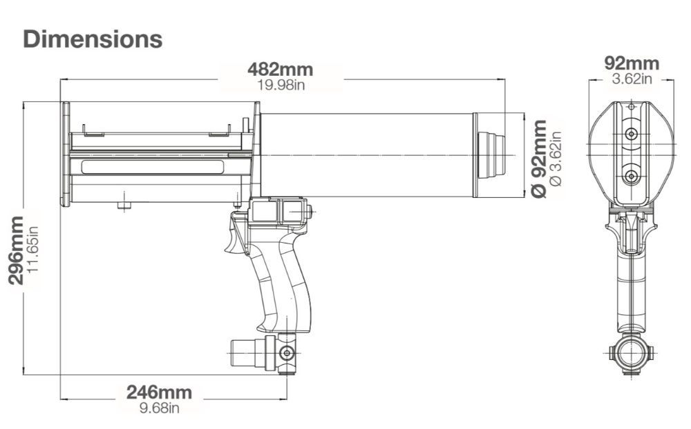 Pistola Pneumática aplicação colas \ mastiques