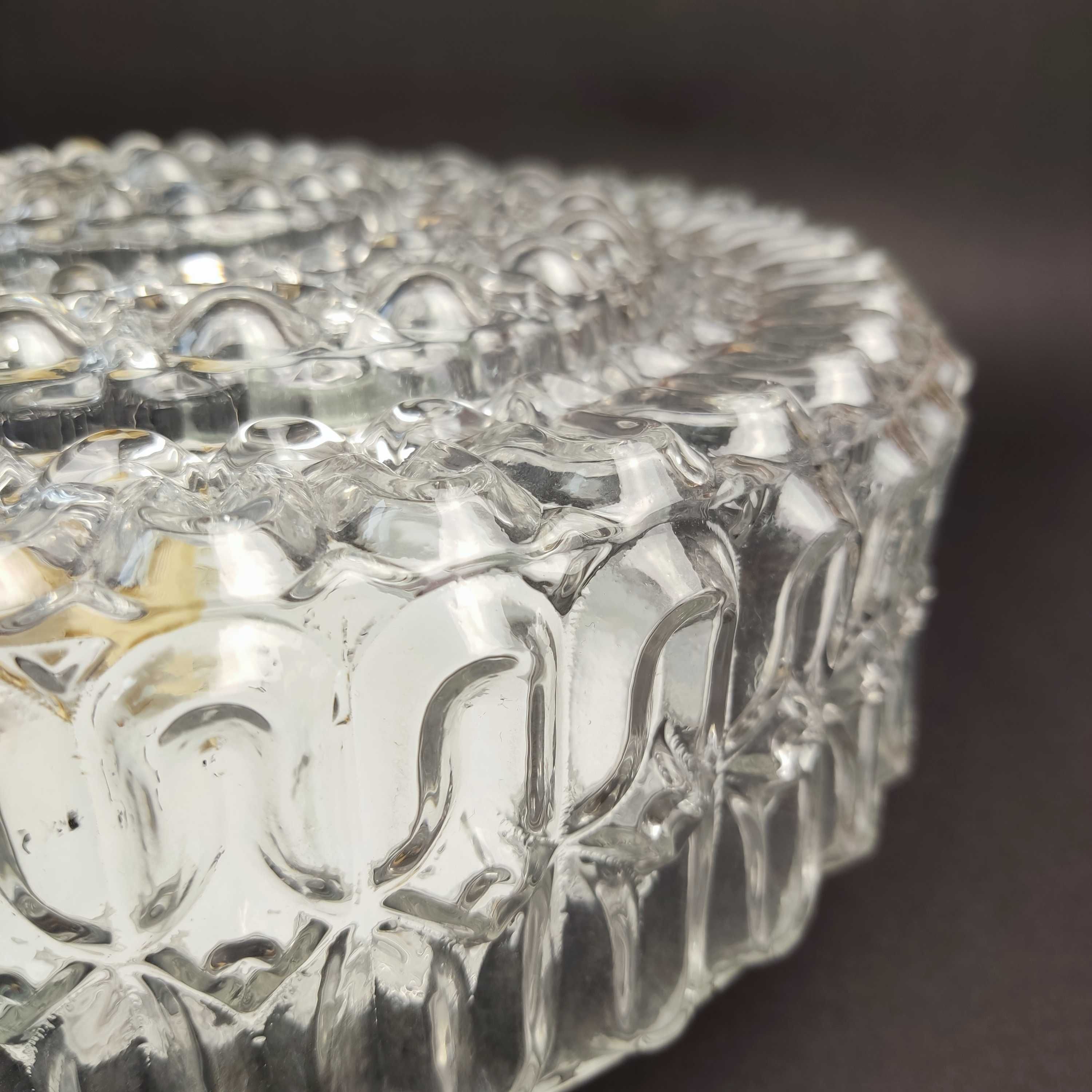 Duży plafon-kinkiet szklany okrągły , szkło "bubble glass" , stan bdb