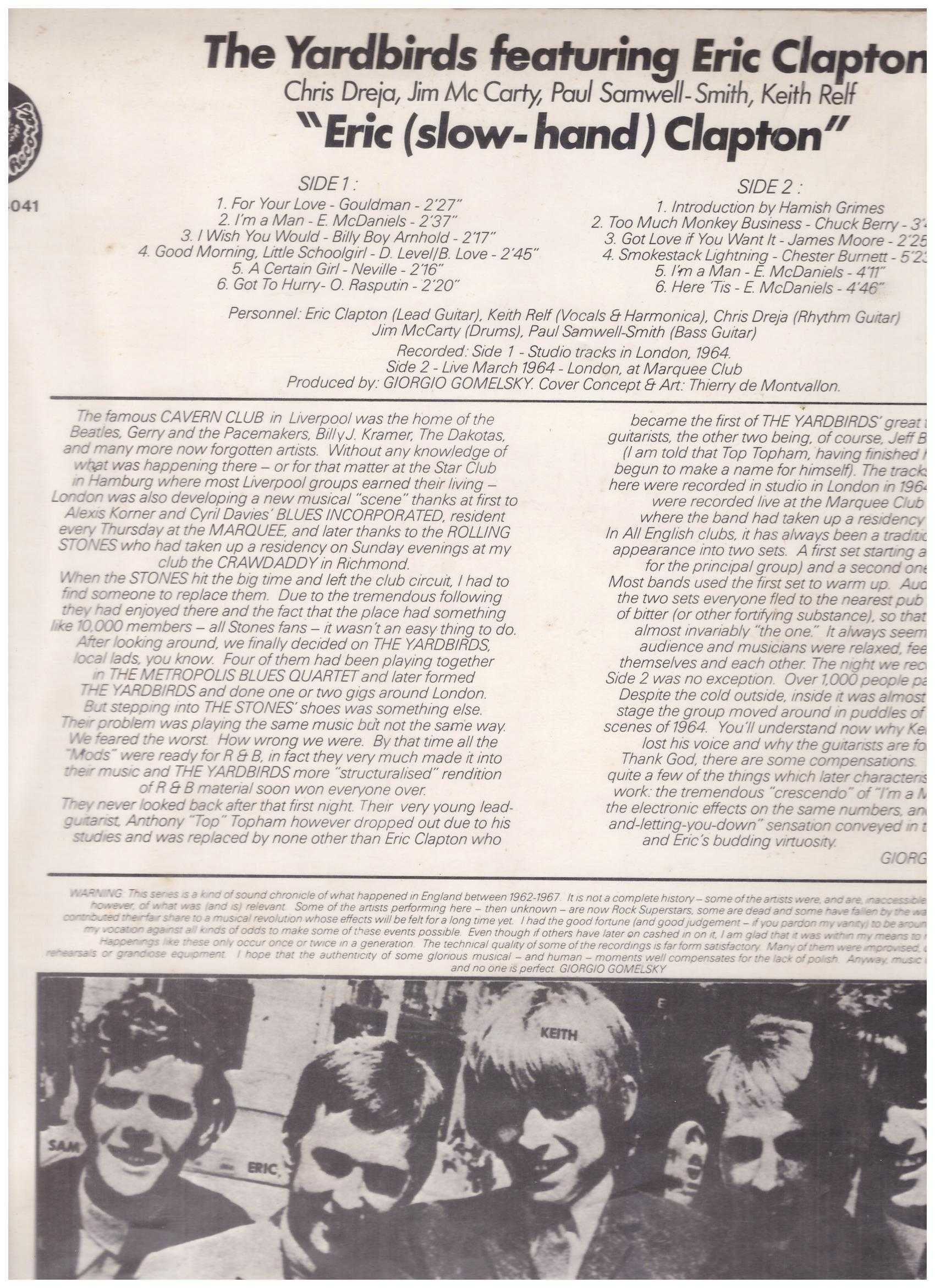 The Yardbirds featuring Eric Clapton de 1964 - LP