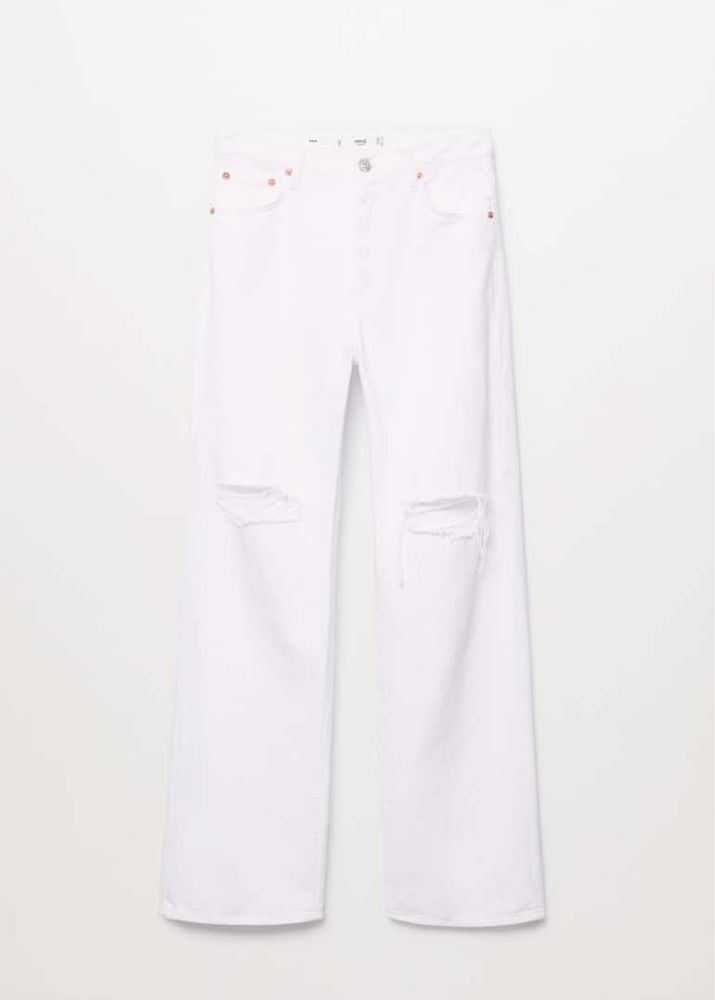 Білі джинси з розрізами wide leg mango / белые джинсы с разрезами 38 M