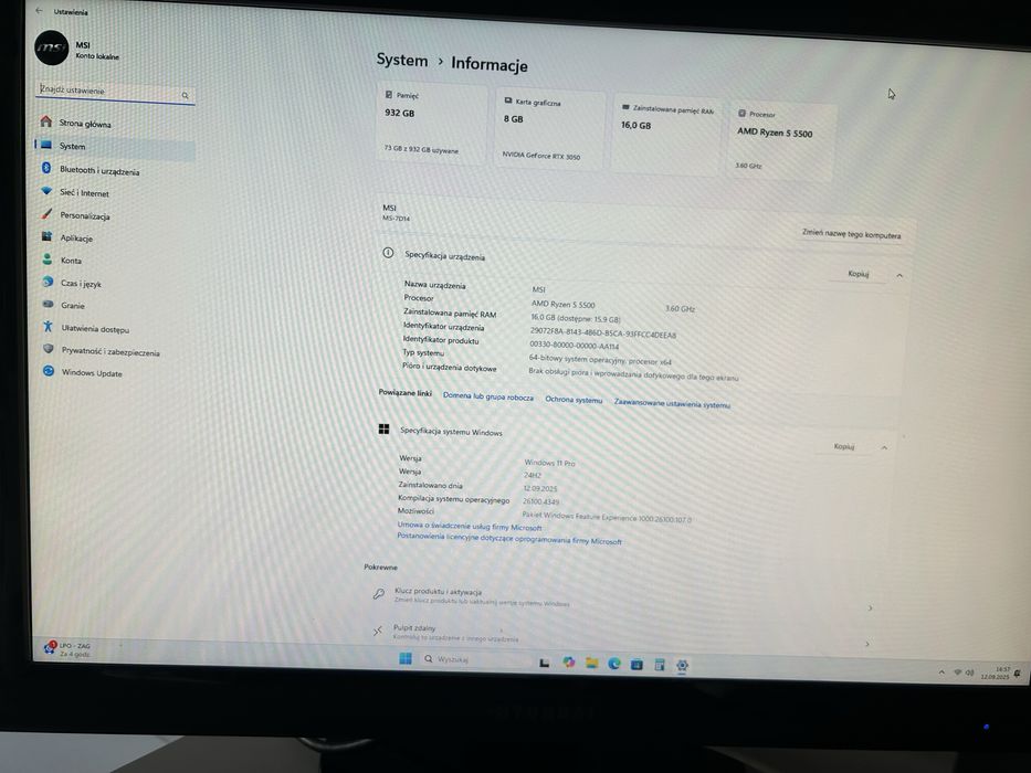 Komputer Gamingowy: 1TB SSD/16GB DDR4/Ryzen 5 5500-3,5GHz/W.11/RTX 8GB