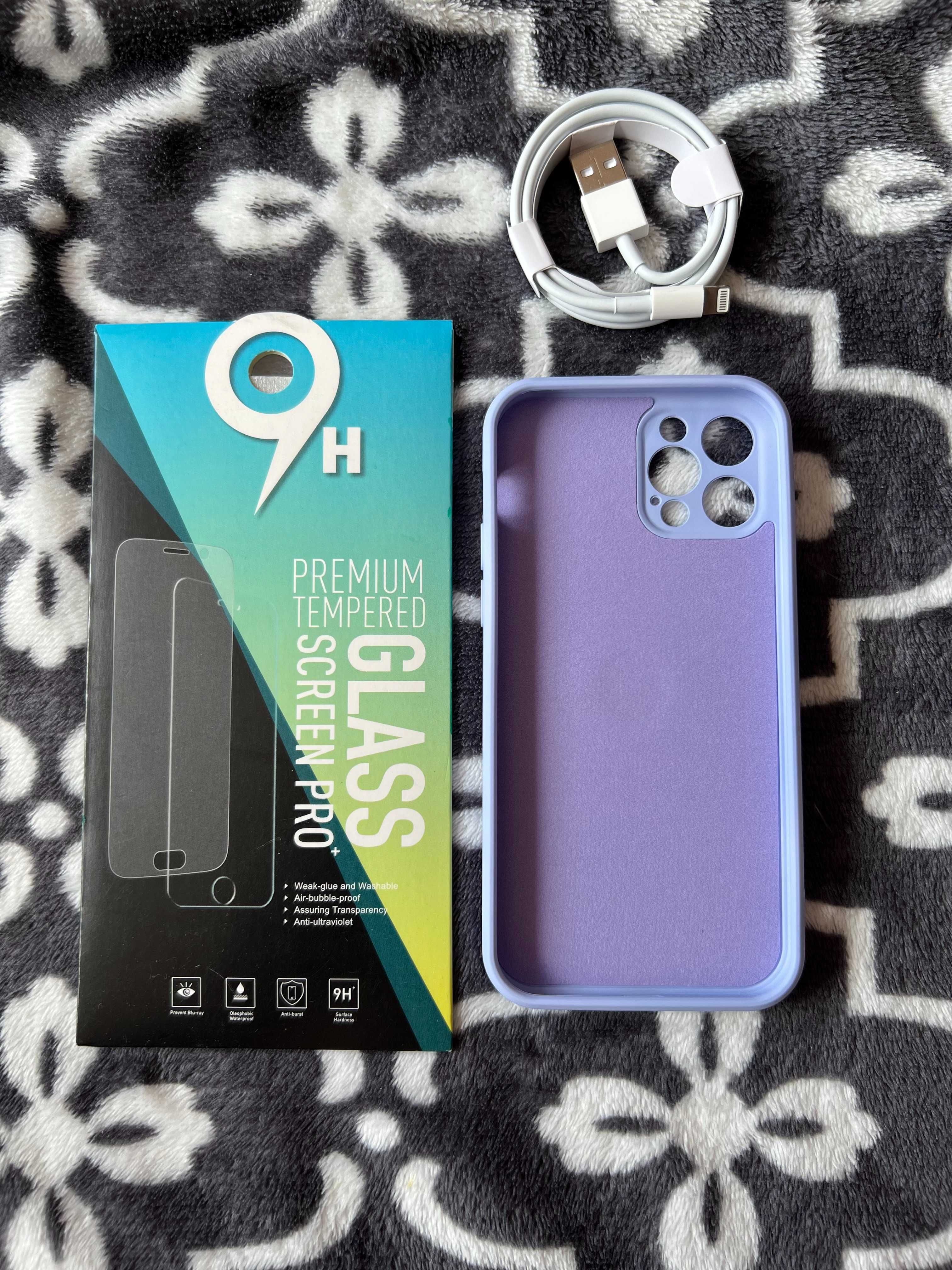 Etui do iPhone 12 PRO / szkło hartowane / kabel USB-A do lightning