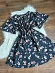 Missguided sukienka krotki rekaw granatowa w kwiaty krotka xl 2xl