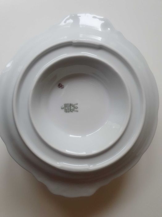 Sosjerka stary zestaw z pomarańczowym kwiatkiem PRL WAWEL