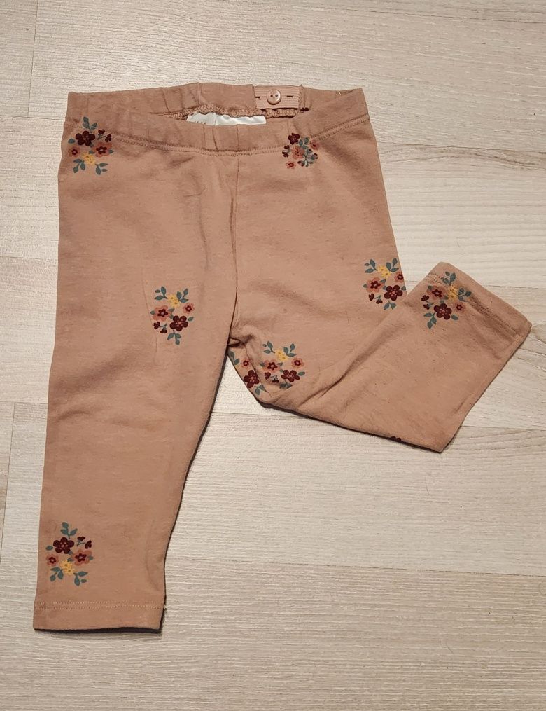 Regulowane legginsy w kolorze pudrowy róż i wzór rozmiar 74 hm