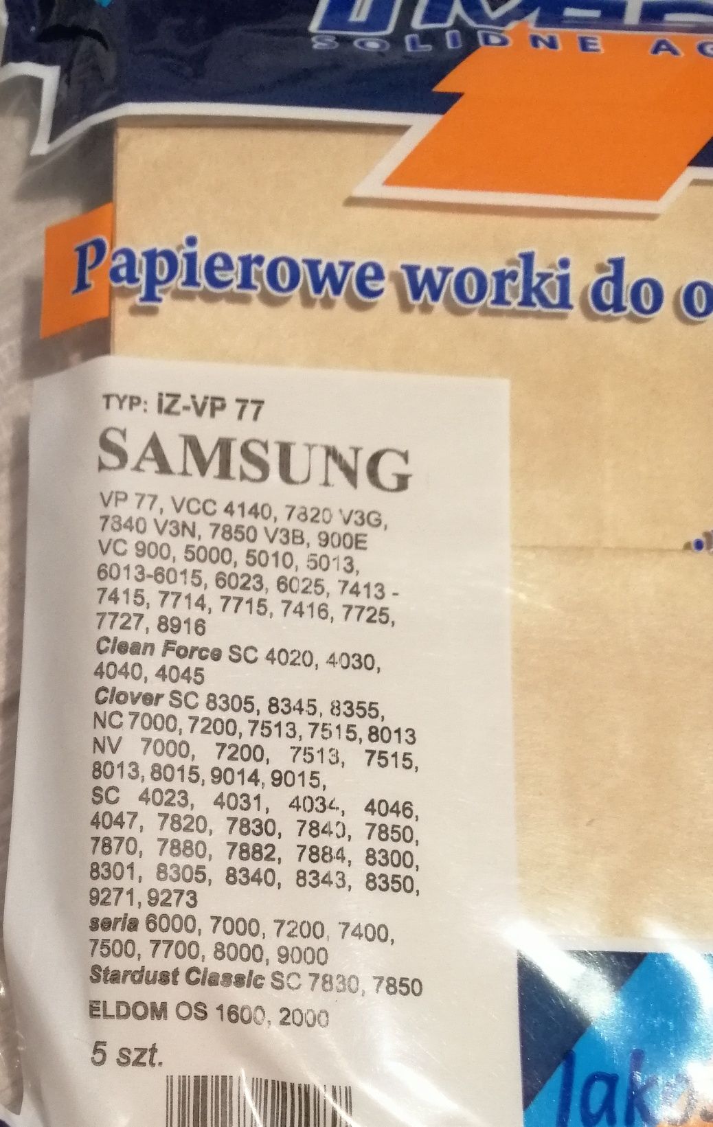 Worki do odkurzaczy Samsung, papierowe