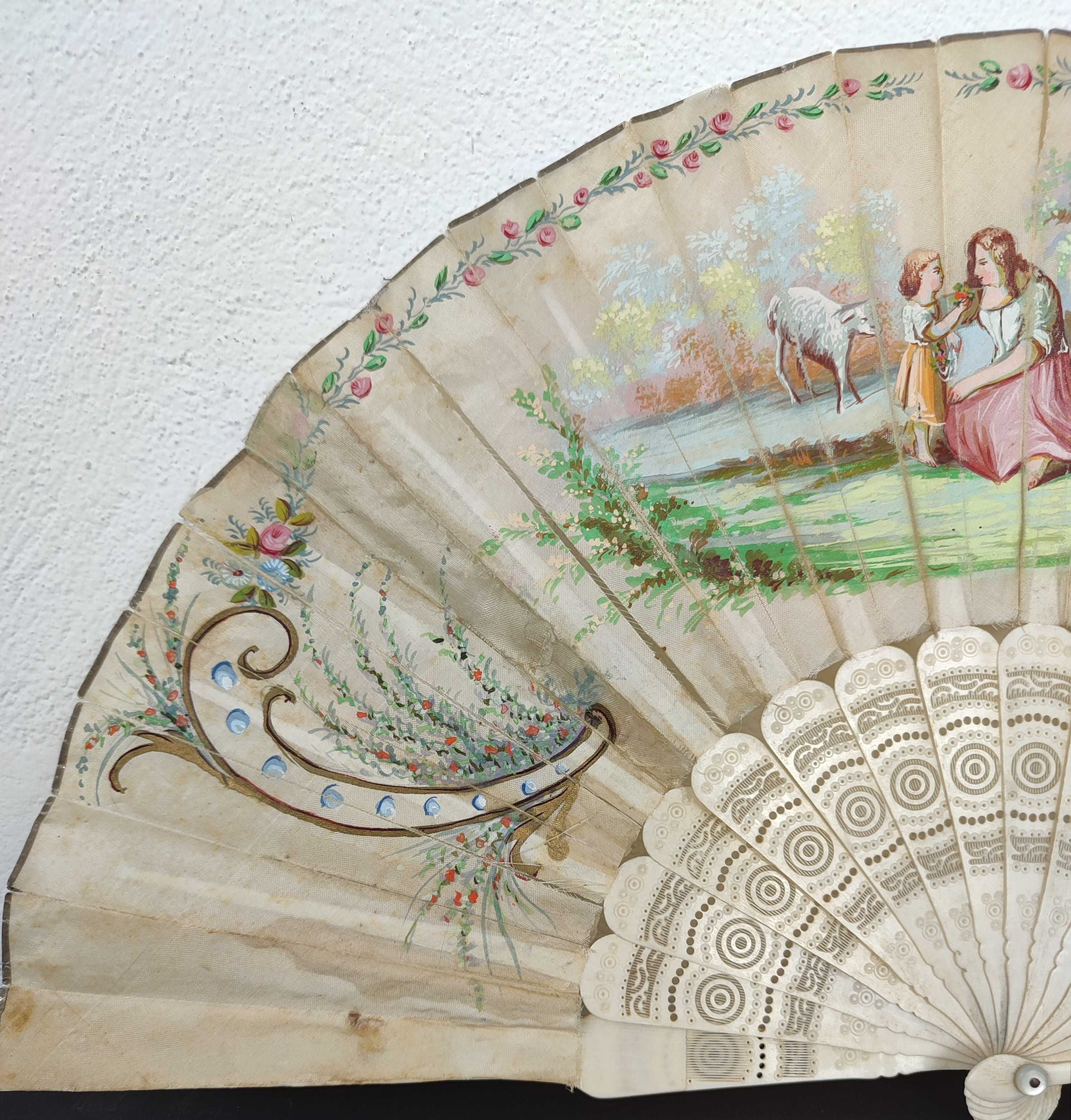 Leque antigo pintado