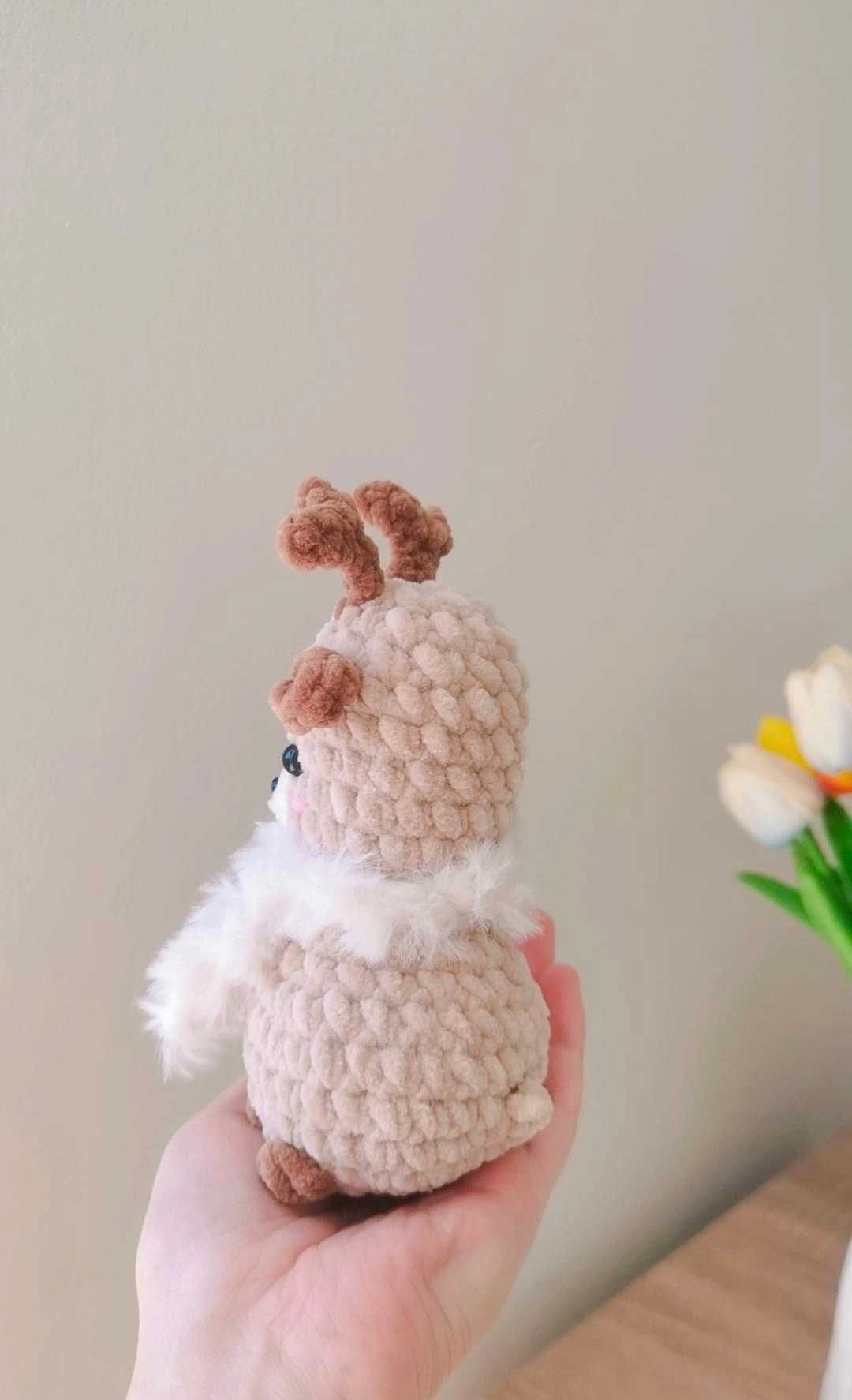 Reniferek na szydełku handmade, dekoracja świąteczna