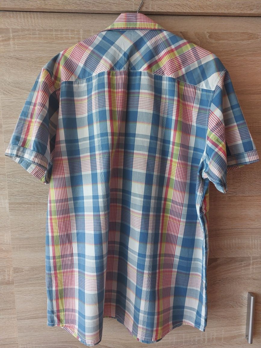 Koszula męska z krótkim rękawem w kratę, rozmiar 41/42, Livergy