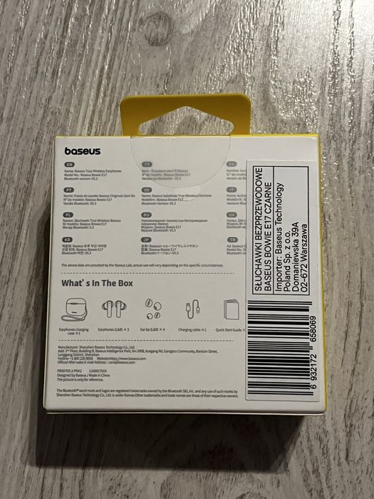Słuchawki bezprzewodowe Baseus E17 czarne Nowe