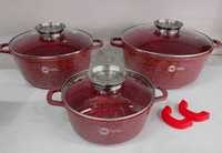 Набор кастрюль с антипригарным гранитным покрытием набор посуды красн