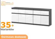 Biała Komoda Best Oleksa 200cm Szary Mat Biały Połysk 5D/5SZ Promocja