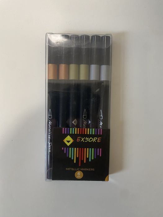 Markery metaliczne Exyore – 6 szt., złoto/srebro/miedź, pędzelkowe