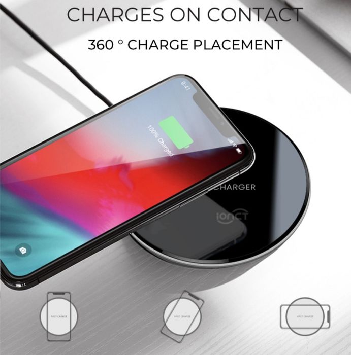 Бездротовий зарядний пристрій IONCT 15W Qi iPhone і Android

- Для iPh