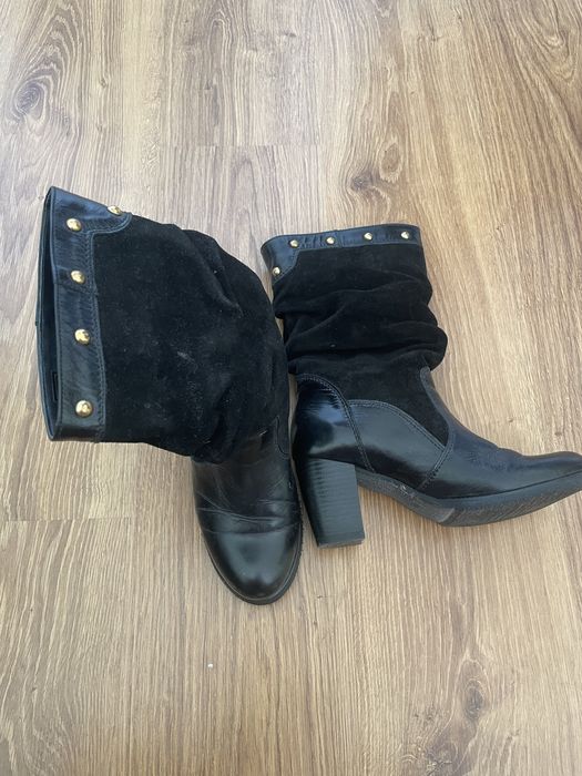 Чоботи «козаки» з шкіри  і натуральноі замші