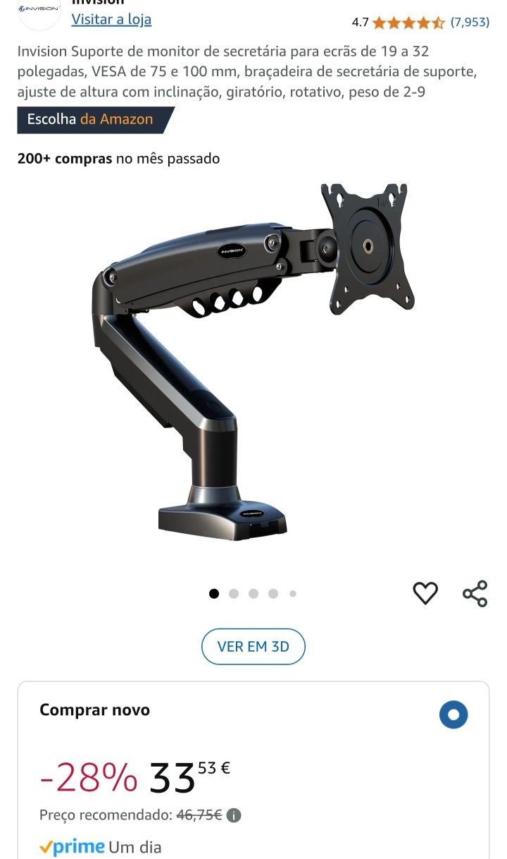 Suporte monitor c/ amortecedor (novo)