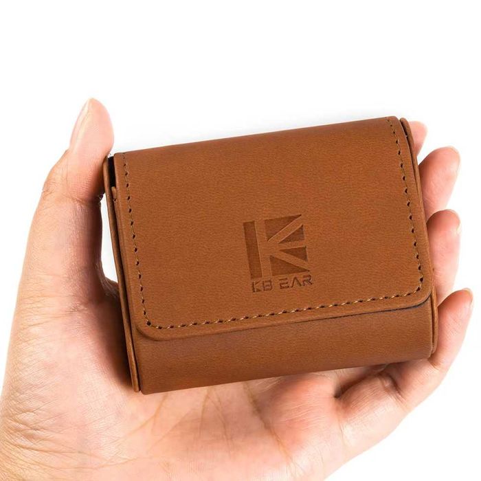⇒ KBEAR Leather Case (Brown) - футляр кейс для хранения IEM наушников