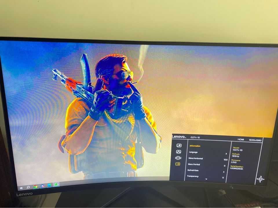 Monitor Gaming Curvo LENOVO G27C-10 (27'' - 1 ms - 165 Hz - )