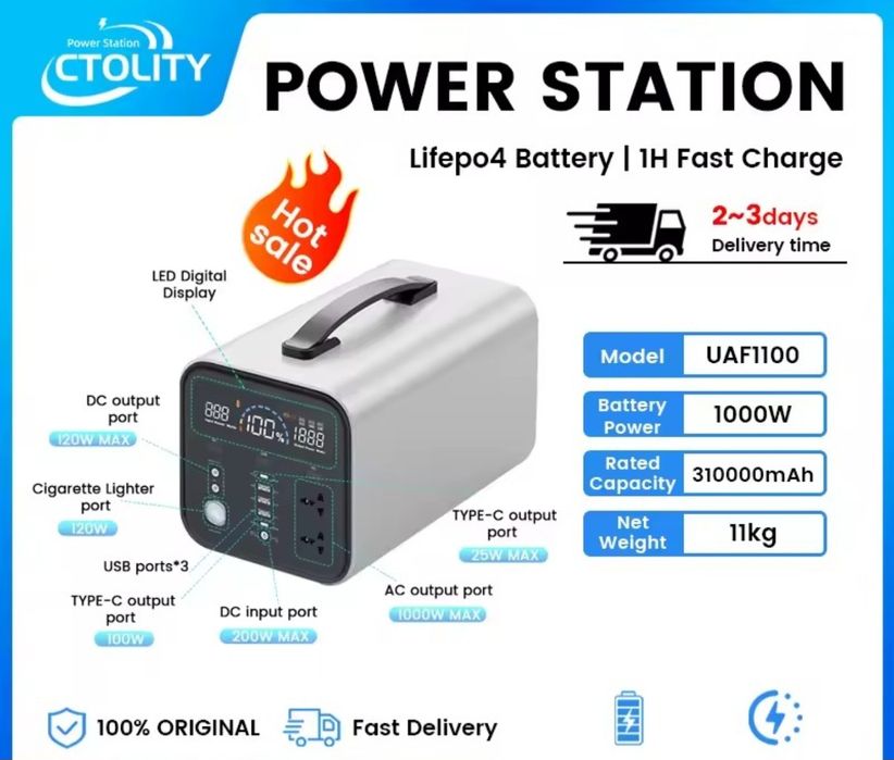 Портативна електростанція 1000 Вт Lifepo4