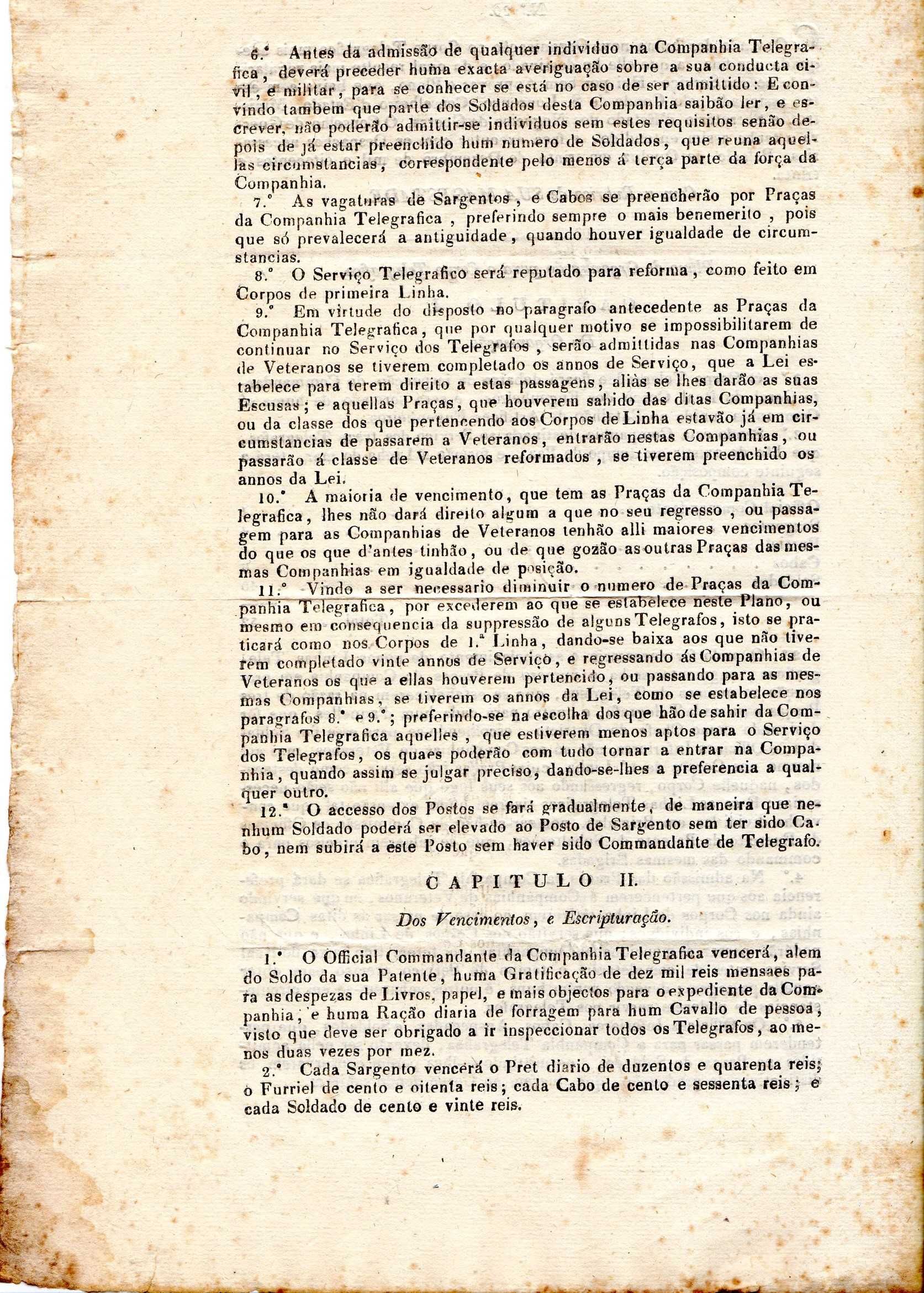 MUITO RARA Lei sobre a Reorganização do CORPO TELEGRÁFICO em 1830