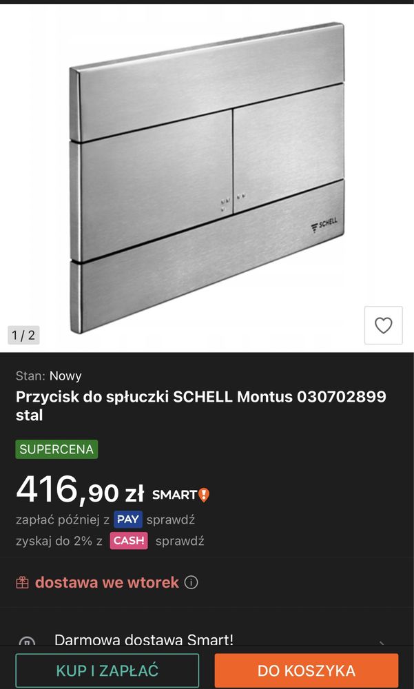 Przycisk do stelaża Wc schell stalowy