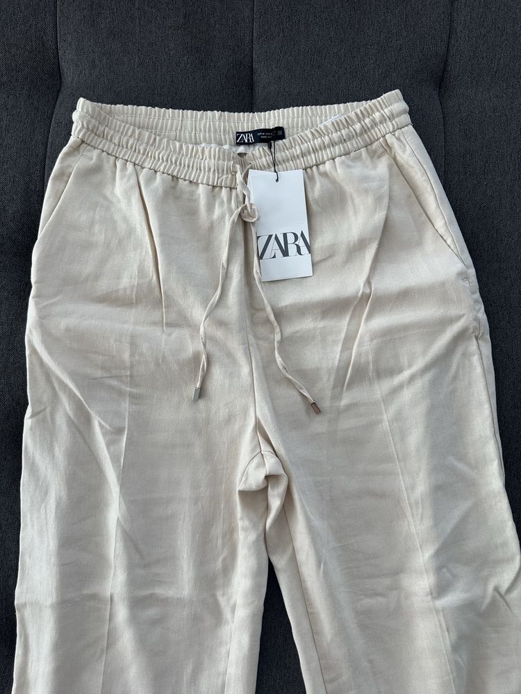 Лляні брюки штани zara M бежеві