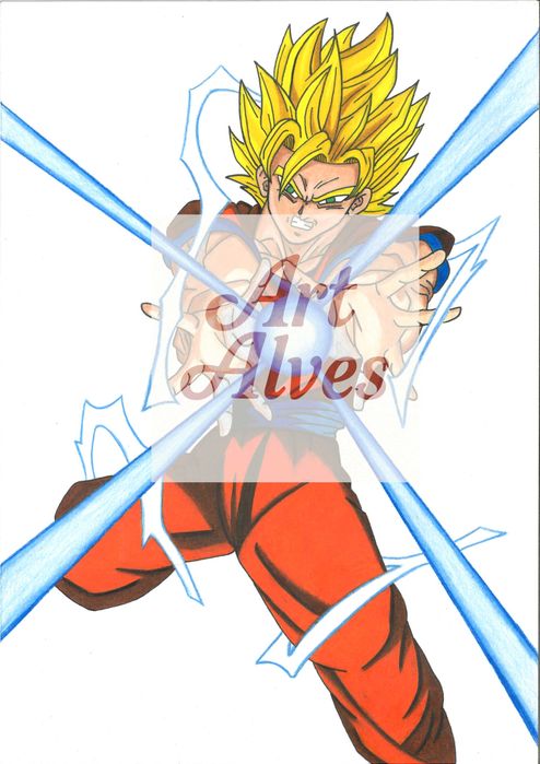 Desenho Dragon Ball Z – Goku Super Saiyan 2 (Original & Digital)