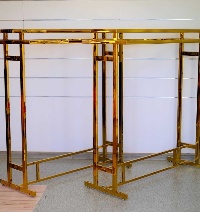 Złoty Stojak na odzież złoty chrom gondola regał ciuchy