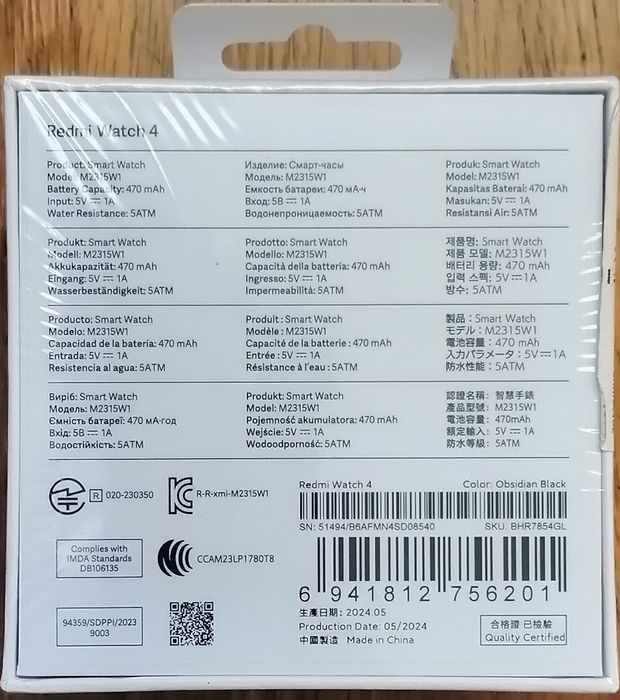 Smartwatch XIAOMI Redmi Watch 4- novo, 3 anos de garantia