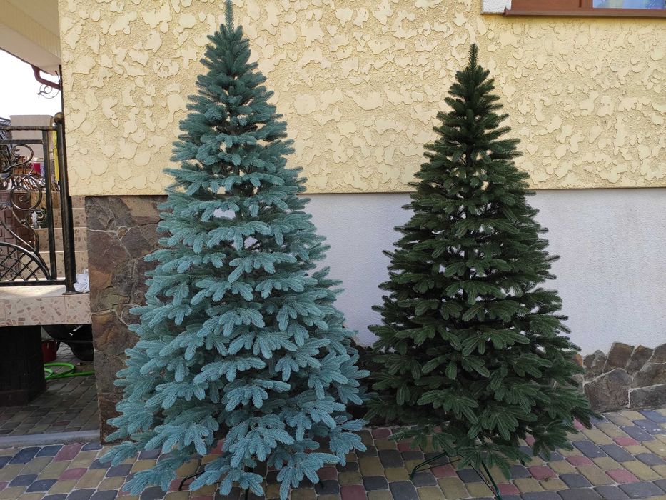 Лита ялинка Преміум зелена блакитна Ялинка штучна пластику Елка литая