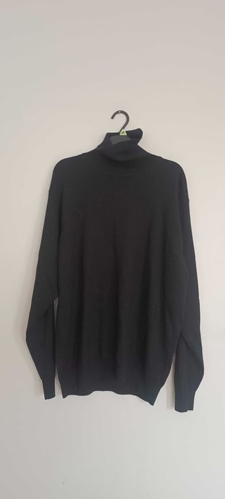 Sweter z golfem z wełny z merynosa Merino Wool L (large) czarny